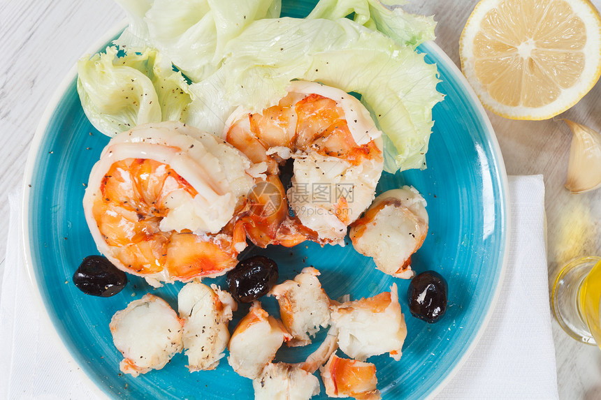 虾沙拉甲壳美食盘子动物海鲜营养尾巴小龙虾餐厅饮食图片