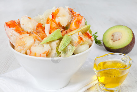 虾沙拉尾巴海鲜甲壳绿色饮食小龙虾动物食物美食餐厅高清图片