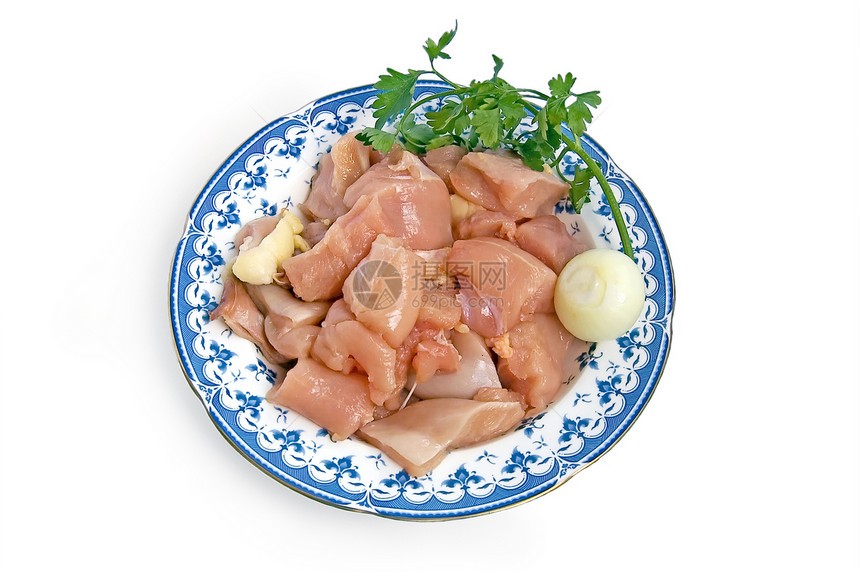 鸡排家禽洋葱盘子营养香菜胸部饮食图片