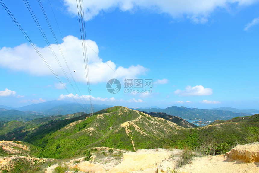 香港美丽的山地风景全景太阳顶峰远足岩石季节晴天水库阳光环境图片