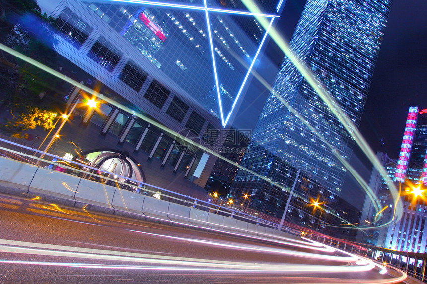 香港夜间交通量蓝色天际运输景观运动速度市中心时间建筑交通图片