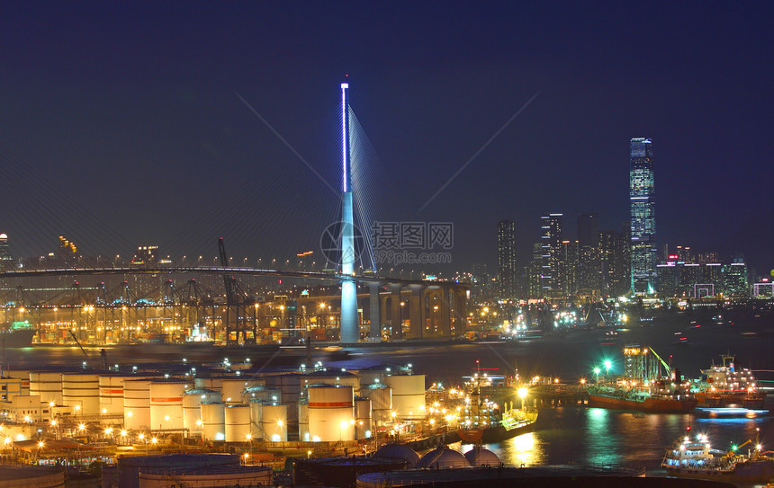 香港桥及工业场地船运仓库货物港口贮存码头商品海洋天空商业图片