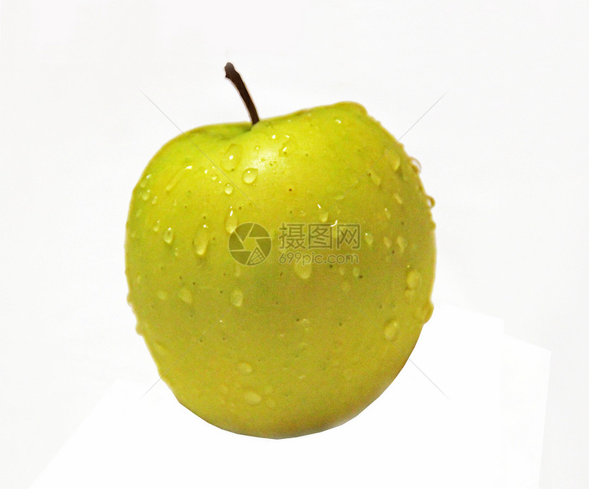 绿苹果宏观水滴水果环境茶点营养饮食食物雨滴白色图片