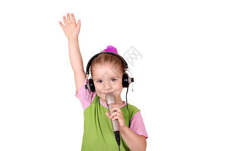小女孩唱歌孩子音乐音乐家乐趣白色女儿青年喜悦旋律女性背景图片