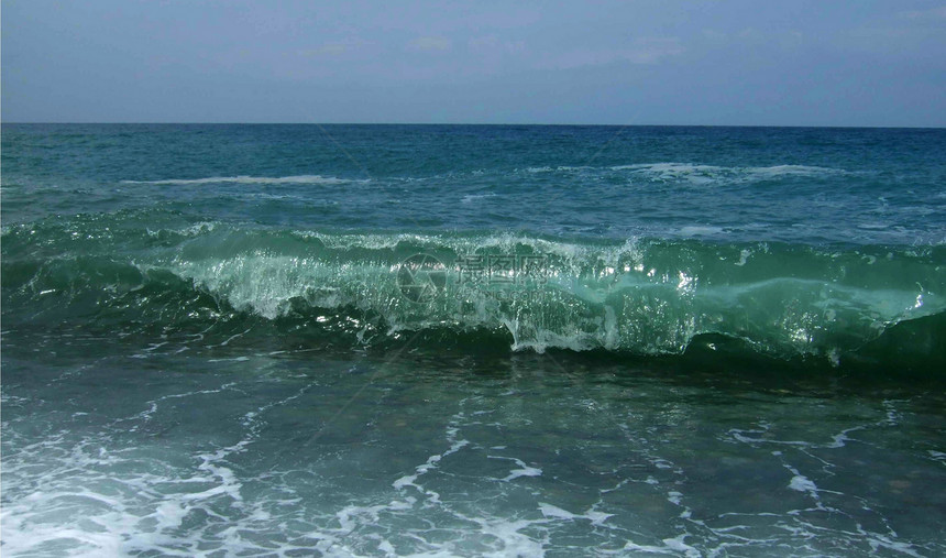 波浪波蓝色海滩图片
