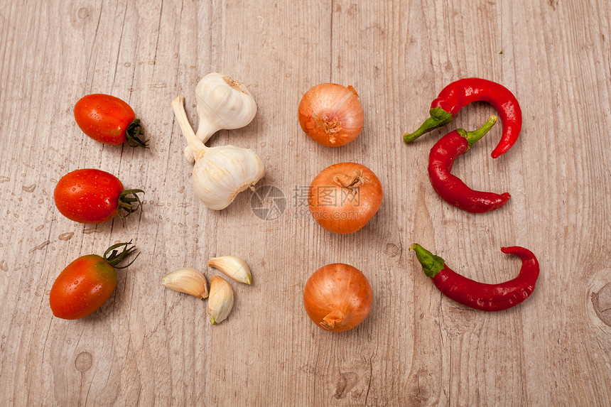 原始新鲜香料红色蔬菜食物胡椒美食青菜洋葱叶子营养品图片