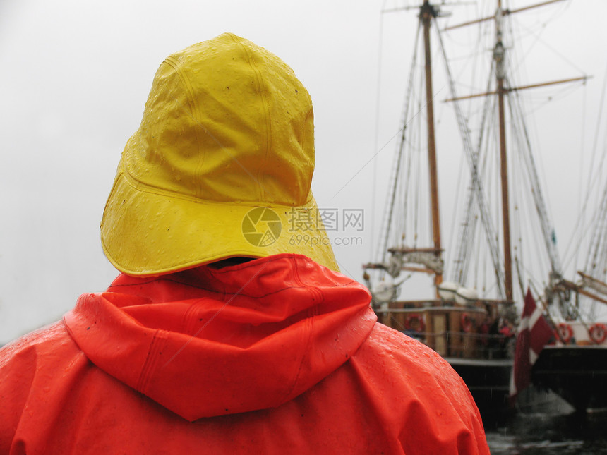 赛艇男人气候黄色雨衣大篷车天气水手船长风衣夹克图片