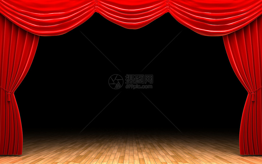 红色天鹅绒幕幕幕开场织物行动剧场气氛手势播音员艺术展示歌剧场景图片