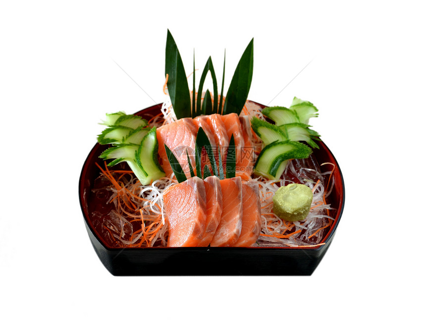 生鱼鱼肉盘子白萝卜竹子海鲜海洋蔬菜鱼片沙拉食物烹饪图片