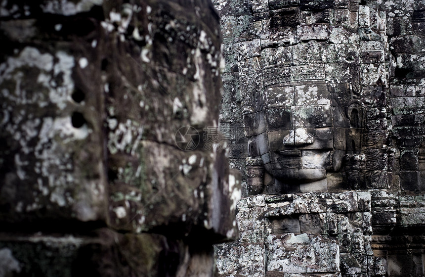 布达面孔雕刻高棉宗教浮雕建筑高棉语石头寺庙雕像图片