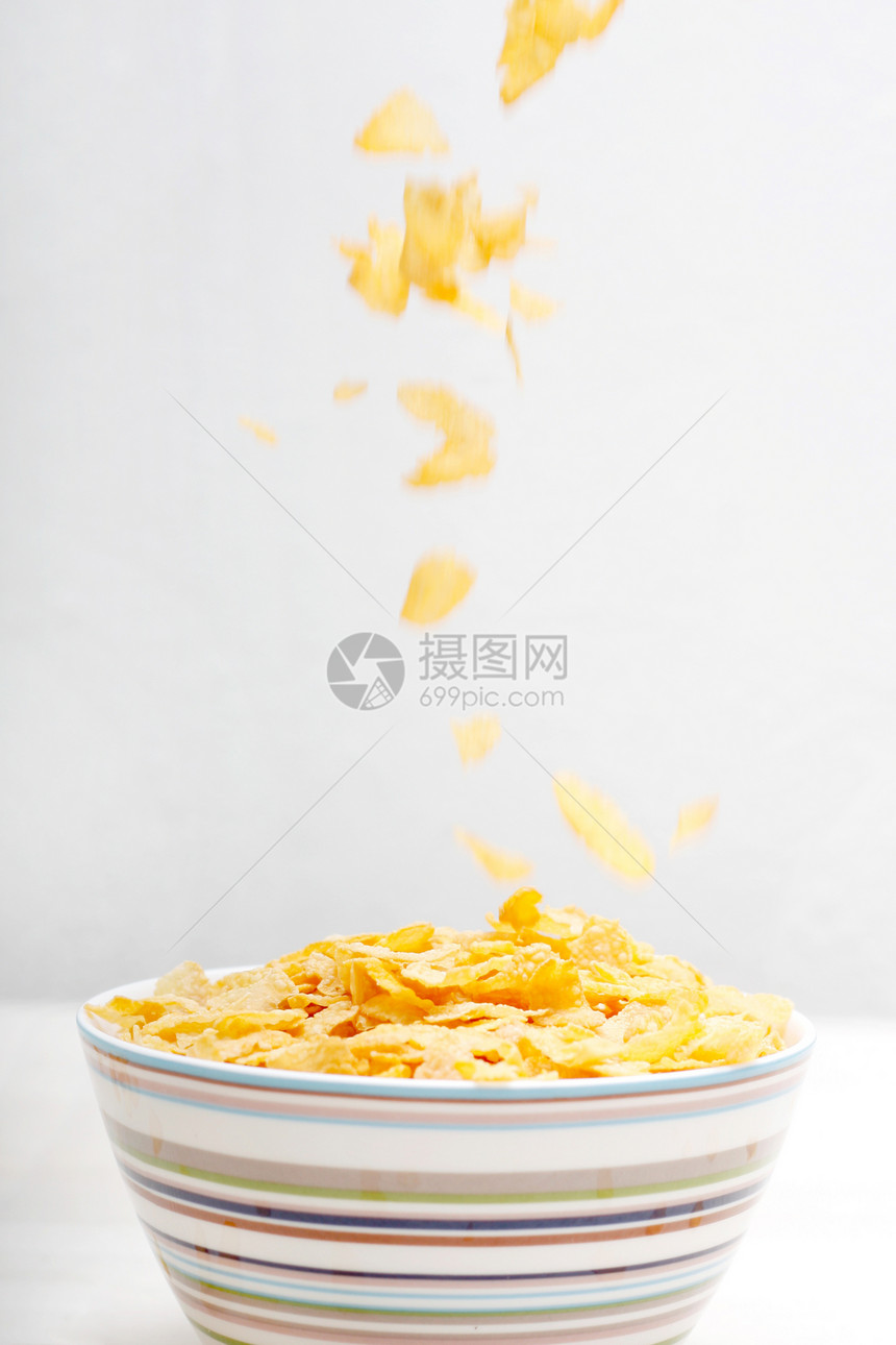 玉米片黄色棕色薄片小吃食物工作室谷物饮食纤维宏观图片