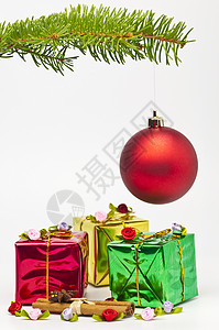 圣诞节礼物惊喜季节性绿色花朵派对红色快乐肉桂背景图片