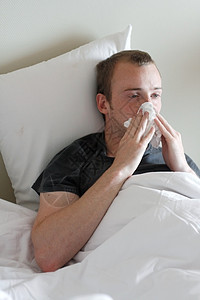 一个得了流感的人过敏症状组织疾病手帕保健感染花粉咳嗽疼痛背景图片