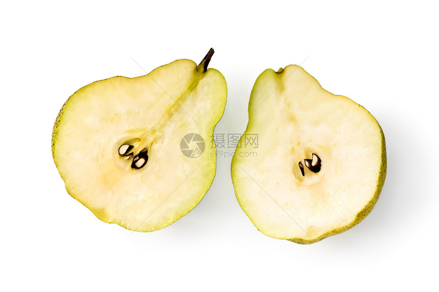 梨子两半水果白色种子小吃黄色食物生产图片