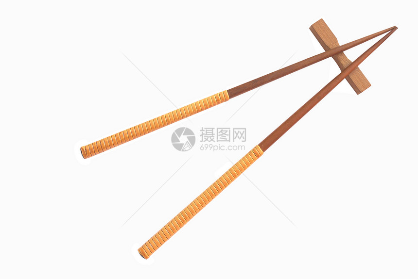 白上孤立的筷子寿司竹子白色传统烹饪用具餐厅文化棕色木头图片