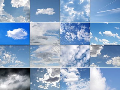 蓝色天空拼贴图白色风暴云景拼贴画天气背景图片