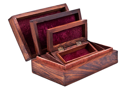 旧的老式木制棺材木头棕色盒子白色古董收藏背景图片