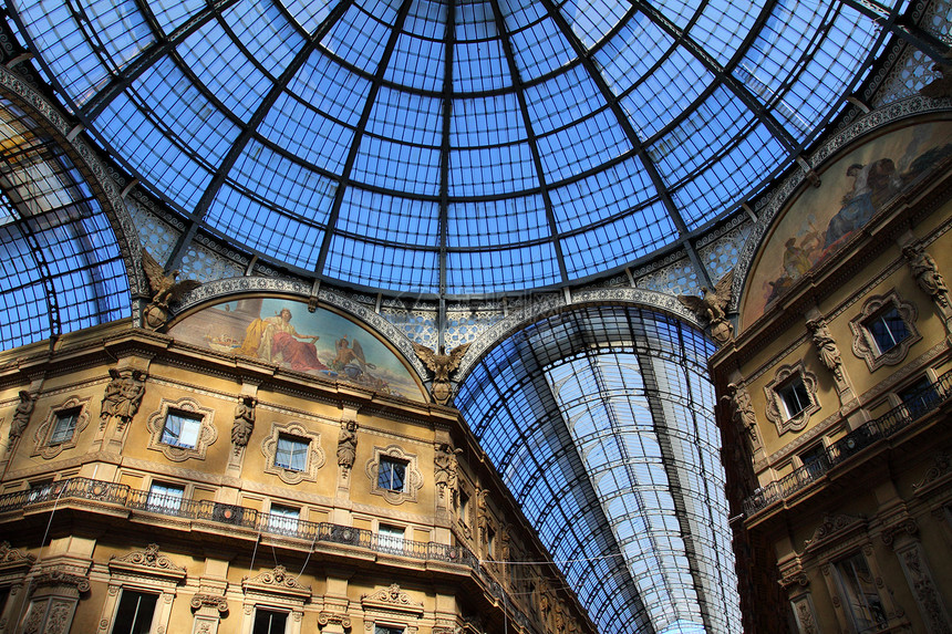 玻璃画廊米兰  意大利贸易中心游客窗户格子历史建筑学艺术画廊圆顶图片