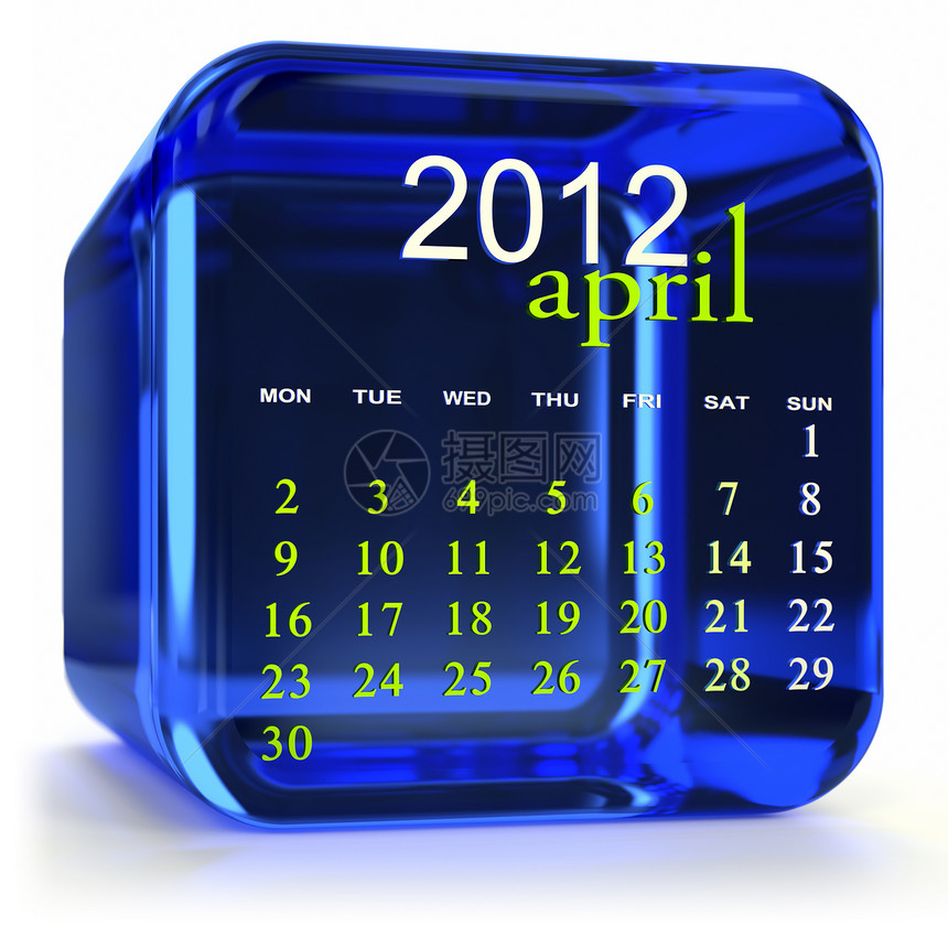 蓝色4月日历图片