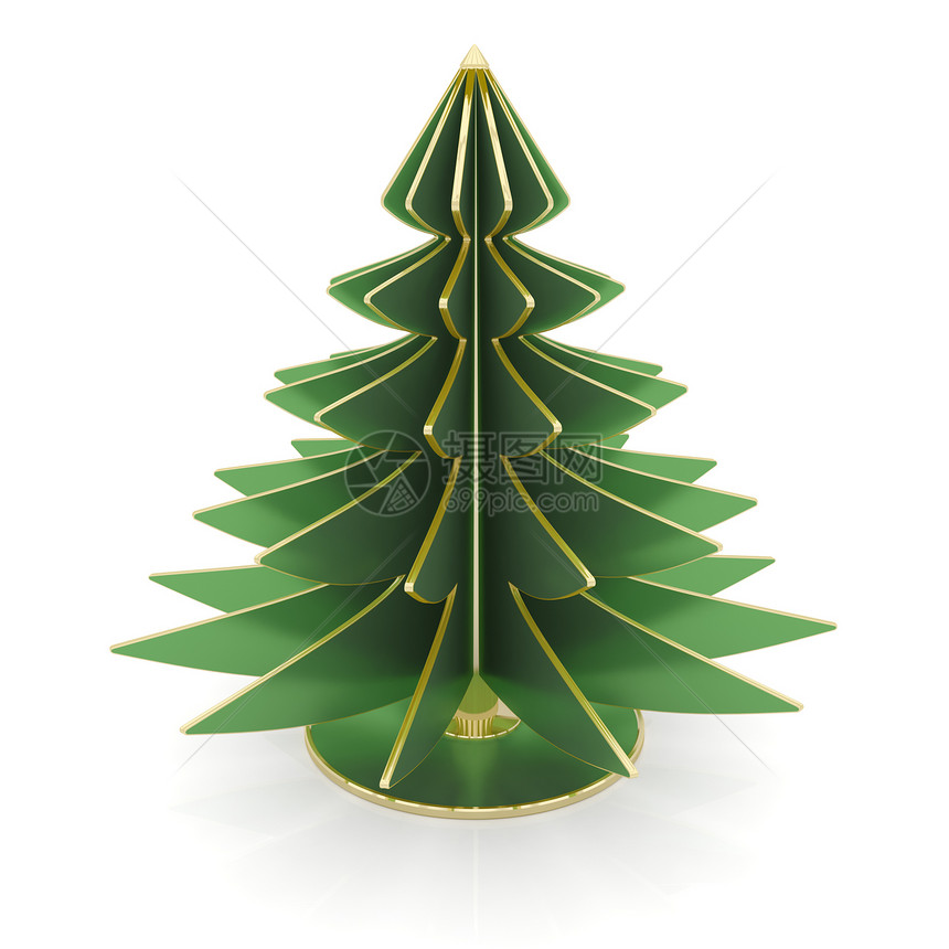 圣诞树纪念品金子白色绿色节日体积站立金属图片