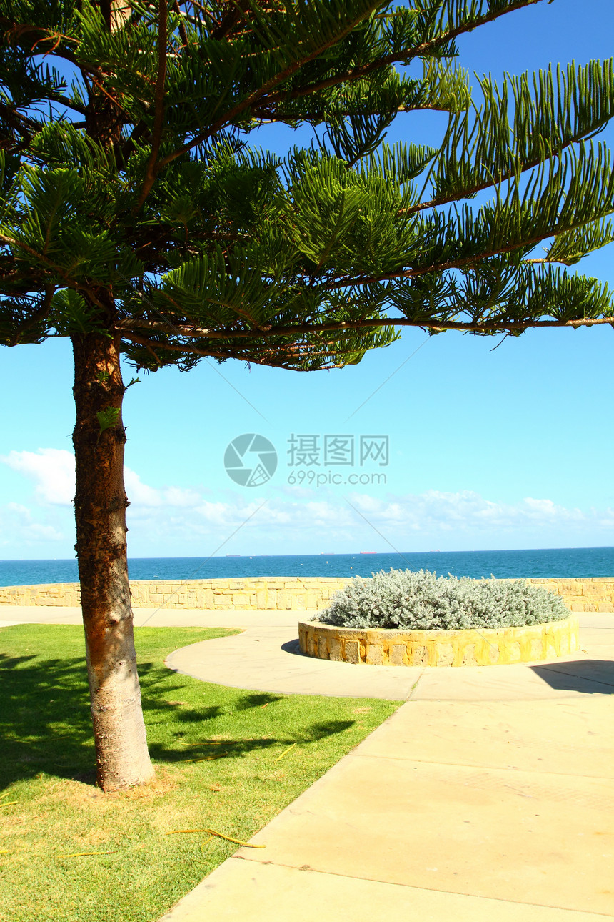 澳大利亚Perth海滩景观天气办公室商业公园蓝色太阳摩天大楼海洋城市图片