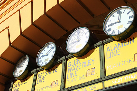 澳洲墨尔本Flinders街车站入口处 澳大利亚墨尔本旅行城市蓝色电车天际铁路地标正方形办公室运输背景