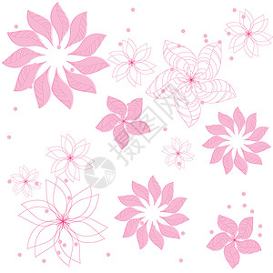 样式模式矢量花瓣粉色线条植物高清图片