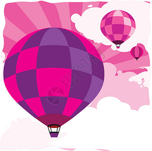 天空中的气球粉色线条射线背景图片