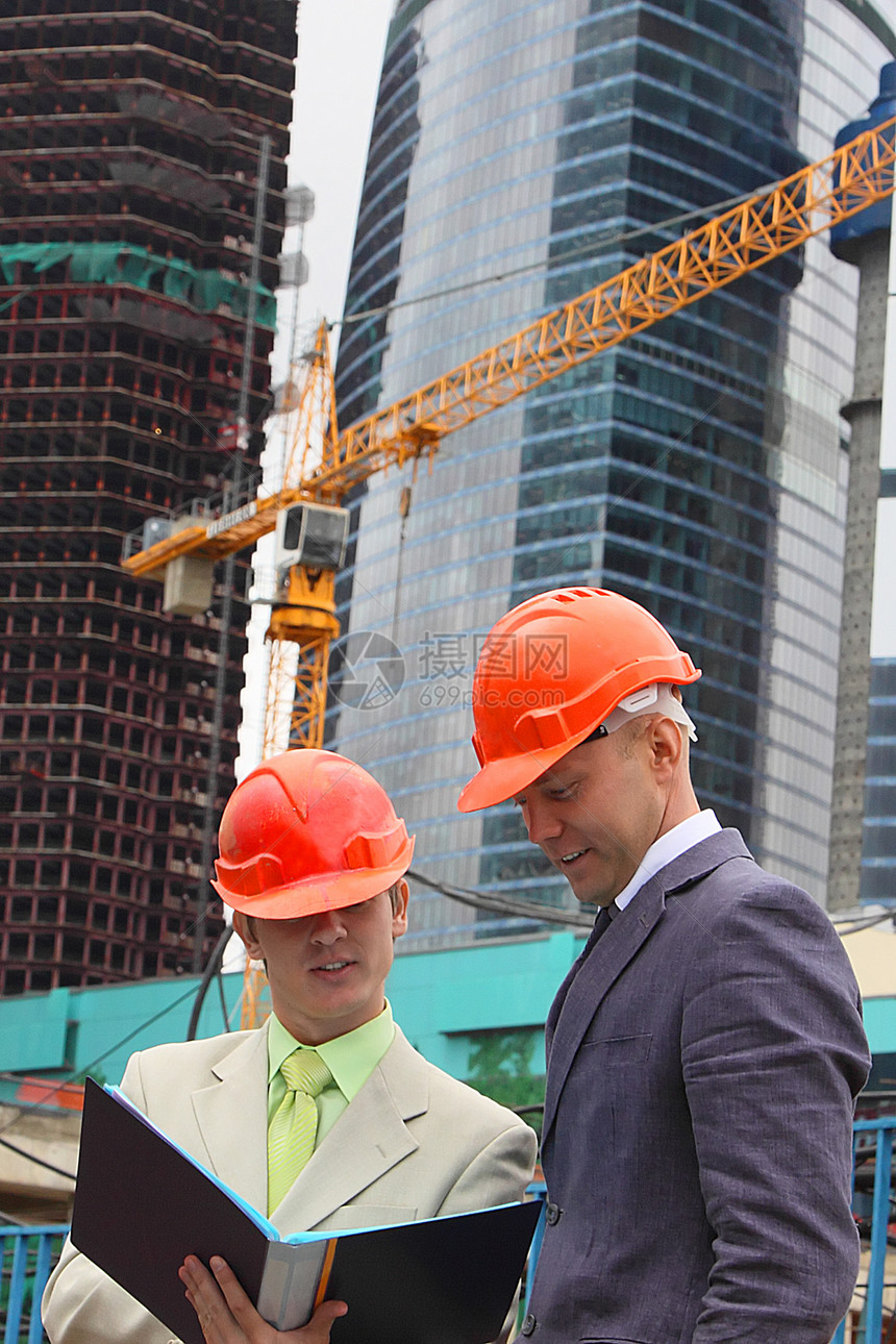 两名建筑业商务人士就业承包商领带工程师建筑活动男人安全经理团队图片