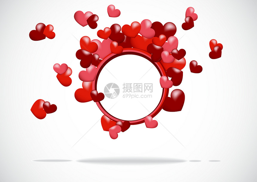 红色红心的抽象背景创造力圆圈商业插图墙纸庆典网络粉色推介会空白图片