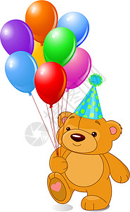 泰迪熊气球绘画派对玩具熊卡通片玩具心形动物礼物插图棕色背景图片