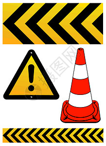工地标志警告符号交通路障危险建筑修路红色标志工地建筑工人维修插画