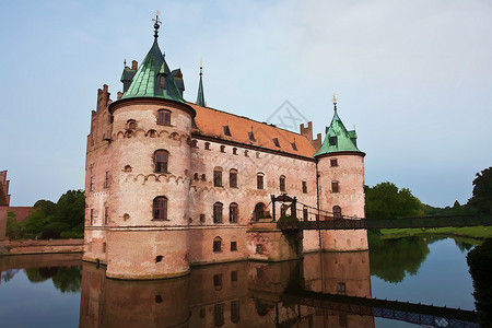 丹麦城堡Egeskov城堡 Funen丹麦数字艺术房子历史地标故事花园堡垒建筑建筑学童话旅行背景