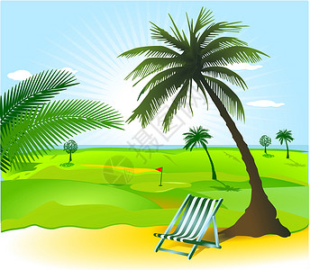 佛罗里达棕榈树开阔的景观插画