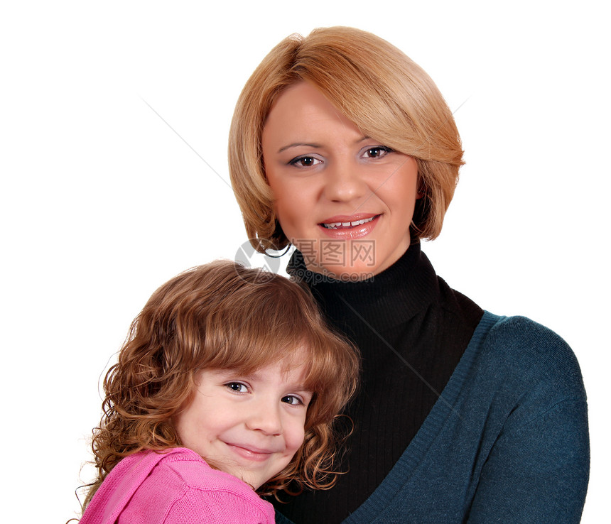 美丽的母亲和女儿女孩拥抱喜悦家庭孩子金发女郎乐趣女士冒充青年图片