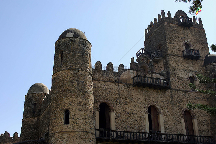埃塞俄比亚贡达尔城堡建筑学纪念碑锯齿状大厦废墟垛口图片