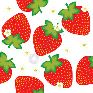 草莓浆果花朵绿色红色背景图片