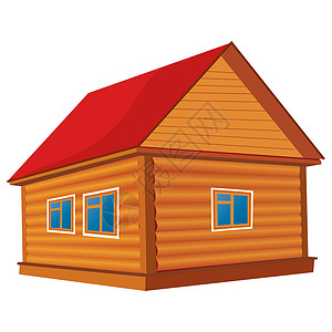 木房子建筑学插图棕色盒子木材木头红色背景图片