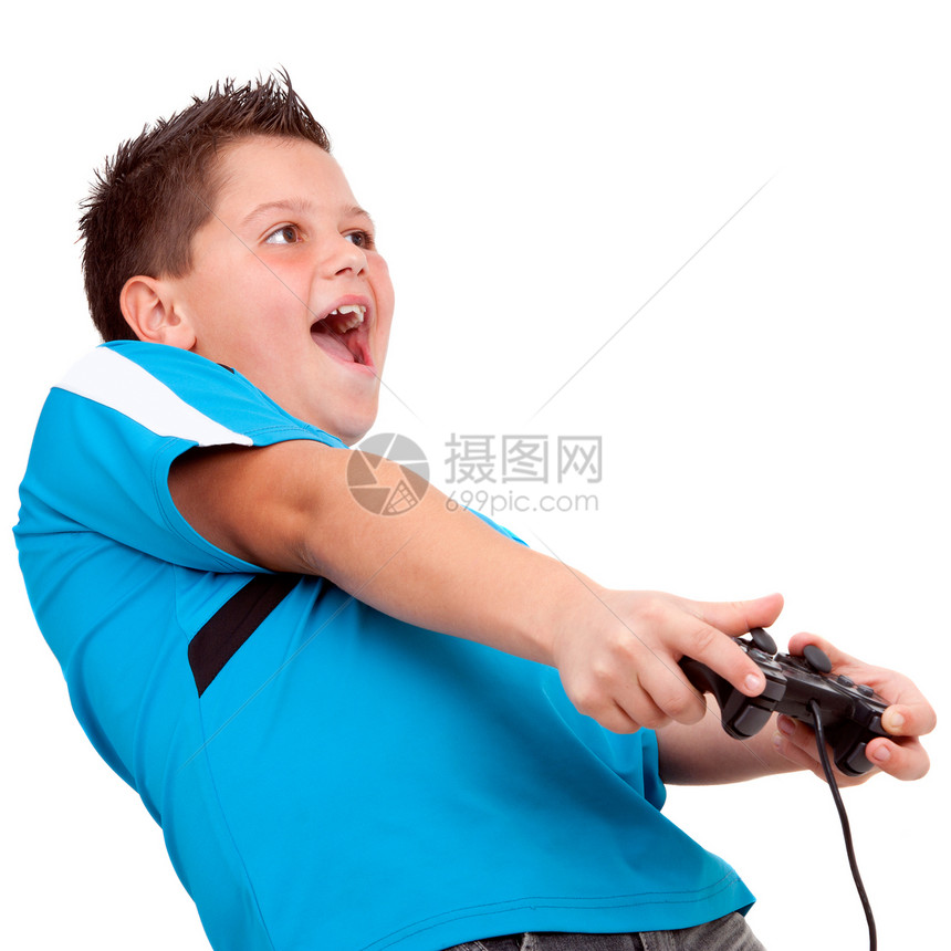 青少年男孩玩控制台游戏图片