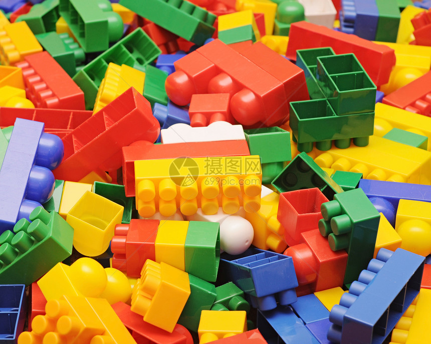 塑料玩具堆块游戏生长红色蓝色立方体黄色建筑幼儿园建筑学白色图片