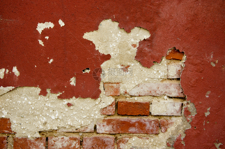 历史和破碎墙壁背景建筑灰色建筑学风化白色房子红色水泥棕色财产图片