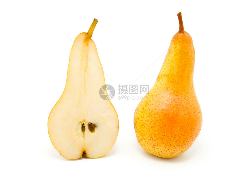 在白色背景上孤立的梨子食物营养水果小吃饮食农业蔬菜黄色图片