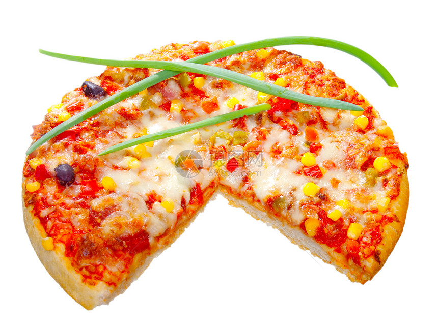白色背景上的比萨青菜香肠烹饪营养传统小吃食物脆皮餐厅蔬菜图片