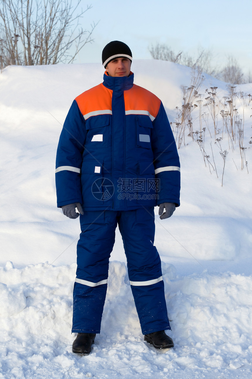 冬季西装工人 包括一件夹克和长裤图片