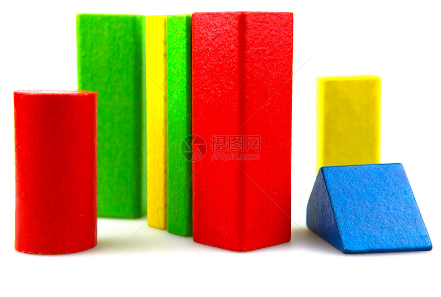 木制构件创造力玩具立方体绿色长方形木头孩子蓝色童年白色图片