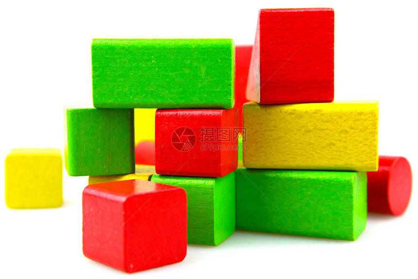 木制构件玩具闲暇婴儿期长方形喜悦构造黄色木头立方体红色图片