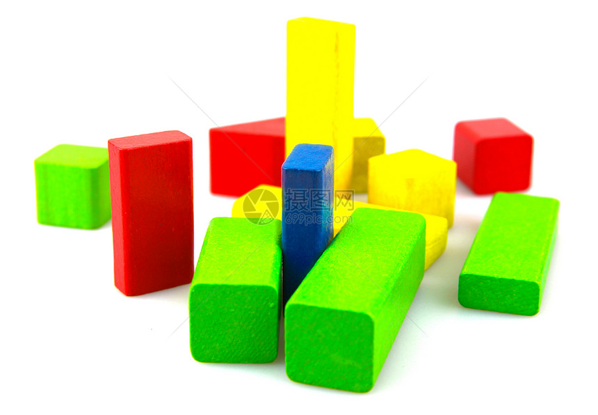 木制构件立方体木头建筑物蓝色孩子玩具长方形喜悦婴儿期闲暇图片
