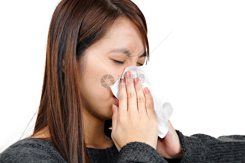 Sneze 喷喷雾女孩卫生青少年组织治疗金发流感保健疾病黑发成人图片