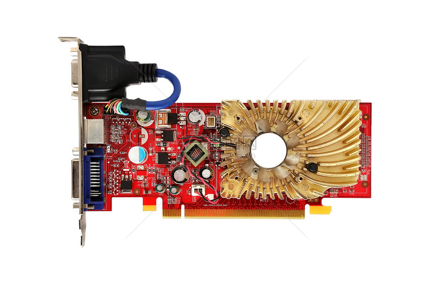 显卡木板力量芯片电子产品金子电容器卡片红色视频电气图片