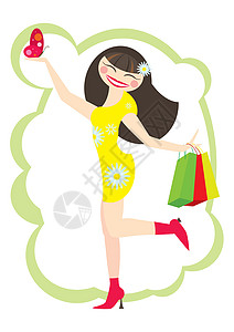 快乐的客户衣服折扣购物中心销售季节性店铺购物顾客背景图片